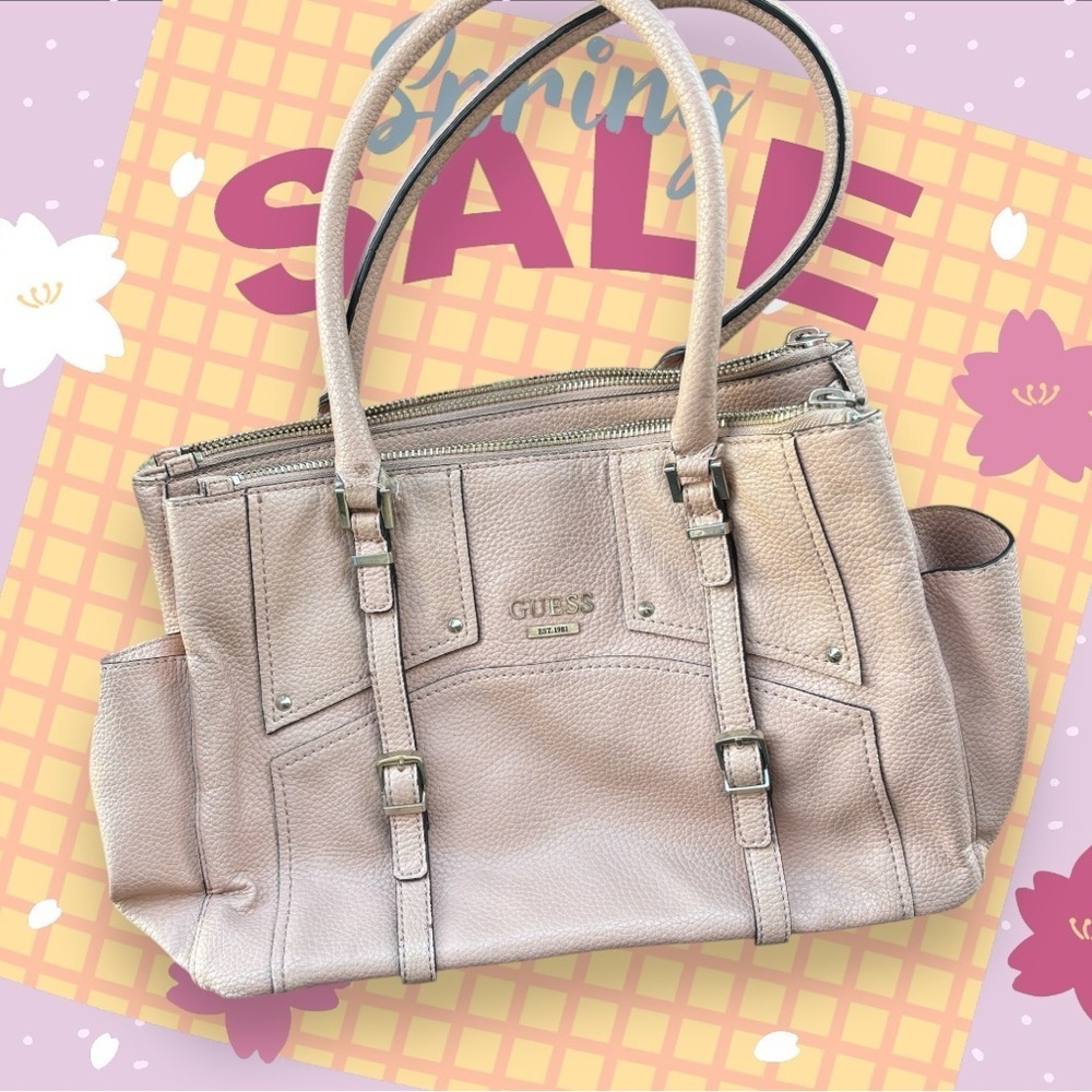 Elegant Light Pink Guess Leather Handbag